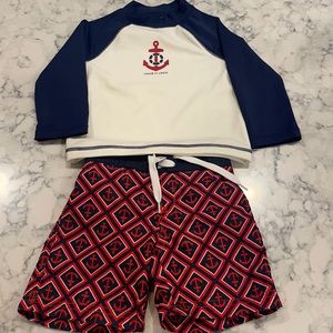 Janie and Jack Swim Trunks and Rash Guard